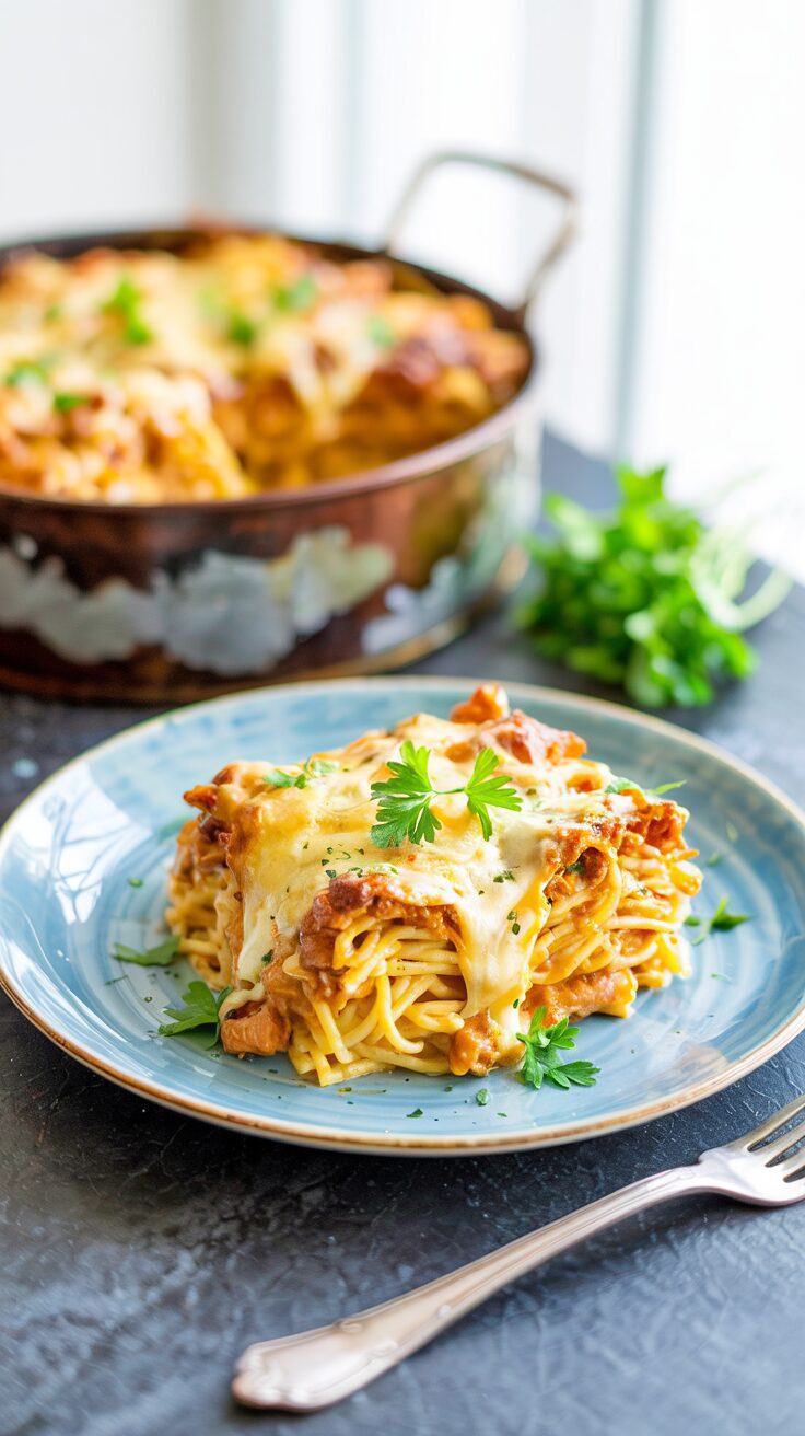 Million Dollar Spaghetti bake is a satisfying dish that combines layers of spaghetti, meat, and cheese for a truly indulgent meal.