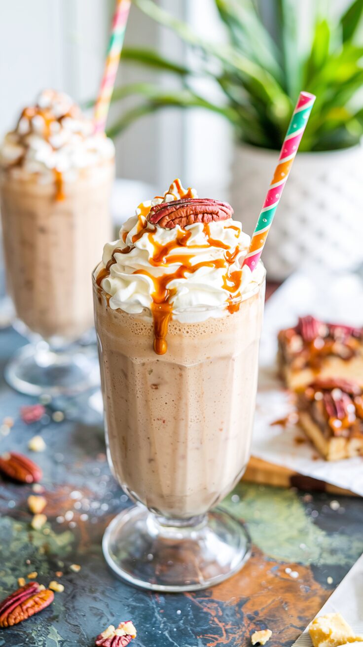 This Pecan Pie Milkshake combines the rich flavors of pecan pie with the creamy texture of a milkshake - it's easy to make and delicious.