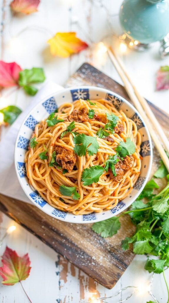 This spaghetti Asian style recipe combines the flavors of ground beef and a variety of sauces to create a delicious and satisfying dish.
