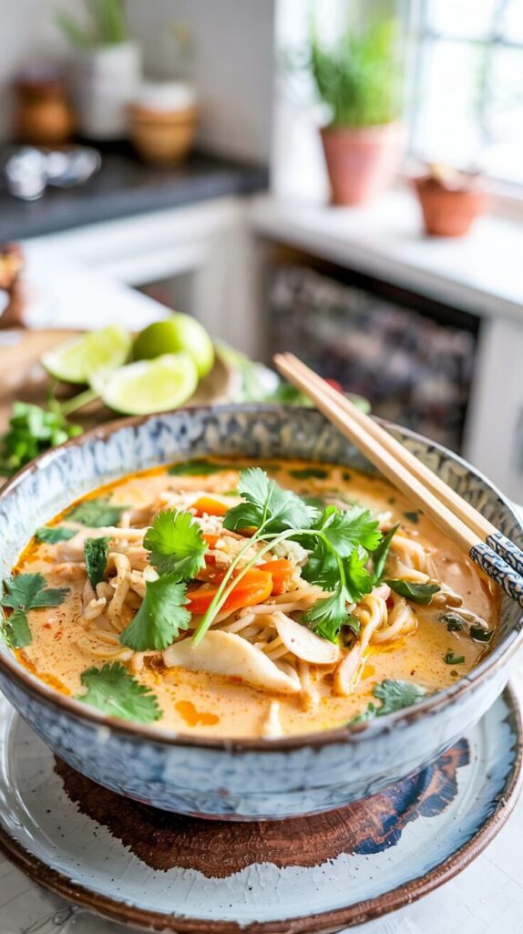 This Thai Coconut Noodle Soup is a flavorful, delicious and comforting dish that combines the richness of coconut milk with aromatic spices.