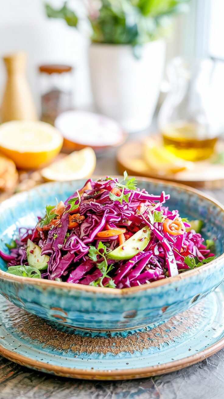 This Turkish Red Cabbage Salad is a vibrant dish that pairs well with various meals, especially grilled meats like Turkish kebabs.