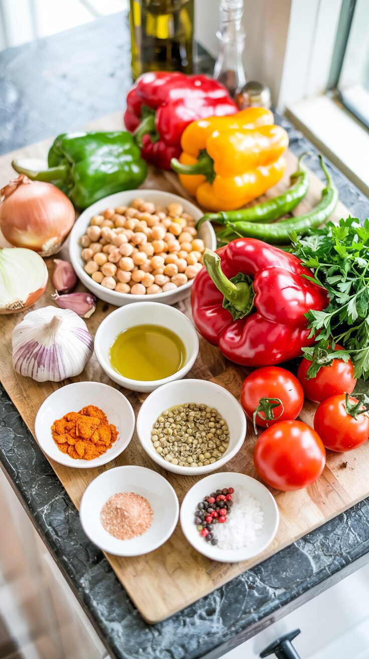 This Vegan Bell Pepper Stew is a vibrant and nutritious dish that showcases the flavors of bell peppers, chickpeas, and spices.