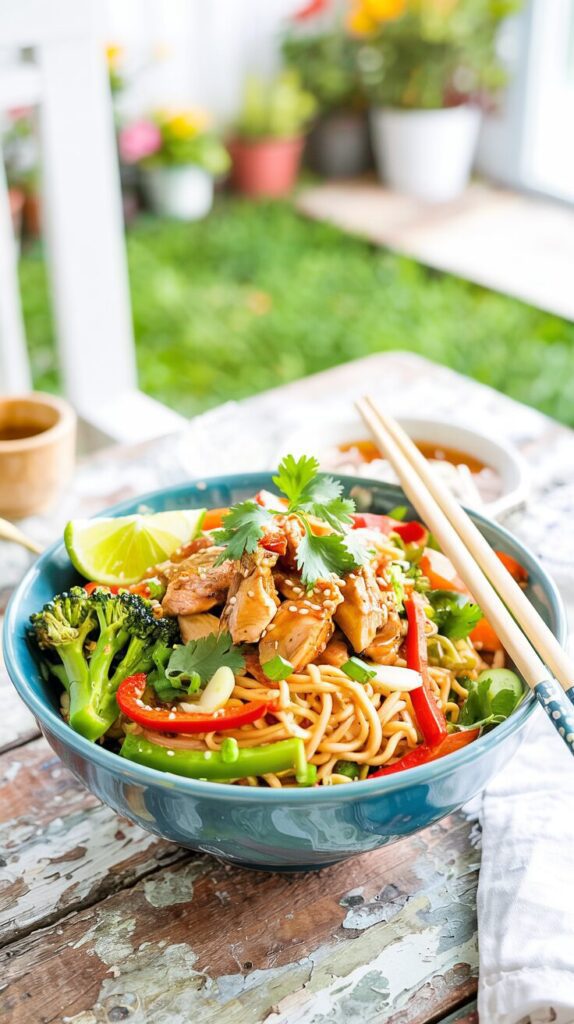 This Chinese bowl of noodles is a delightful and delicious fusion of flavors, perfect for anyone craving a comforting healthy meal.