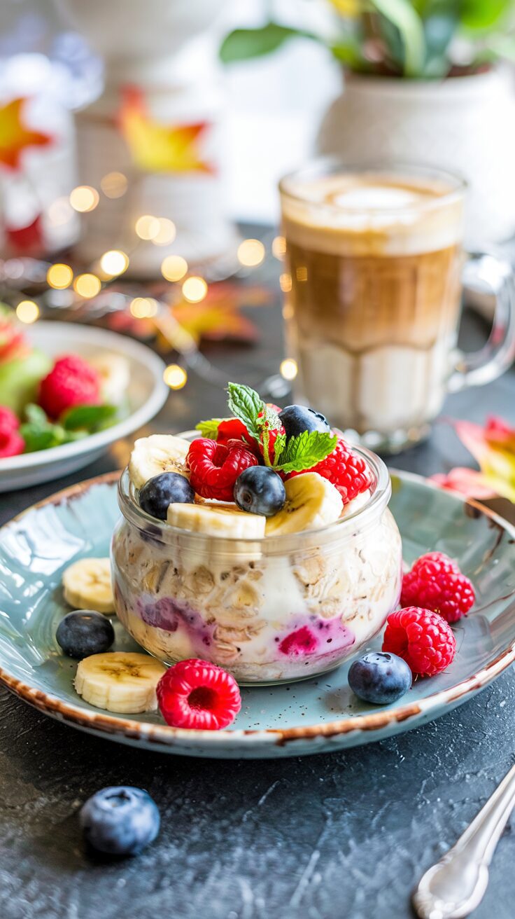lazy day breakfast overnight oats with fruits