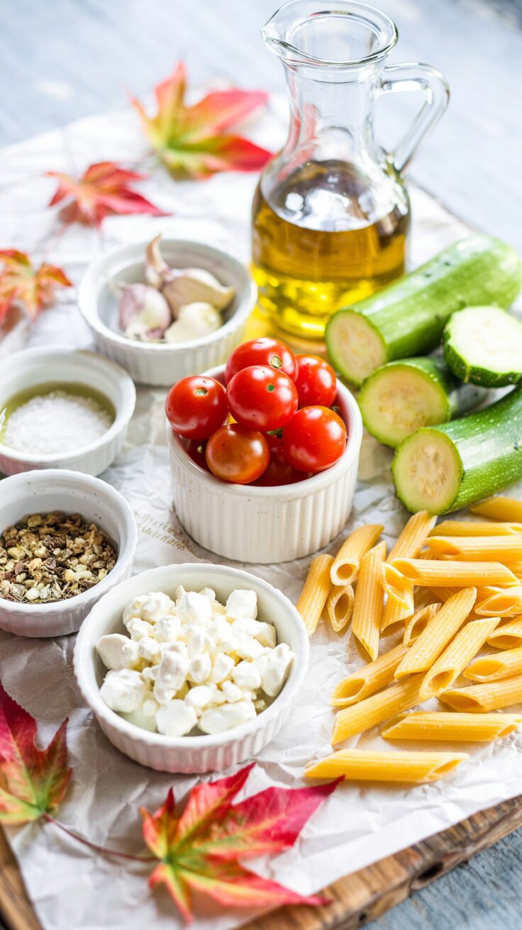This tomato zucchini and feta pasta is a delightful dish that combines fresh vegetables and creamy feta cheese for a satisfying meal.
