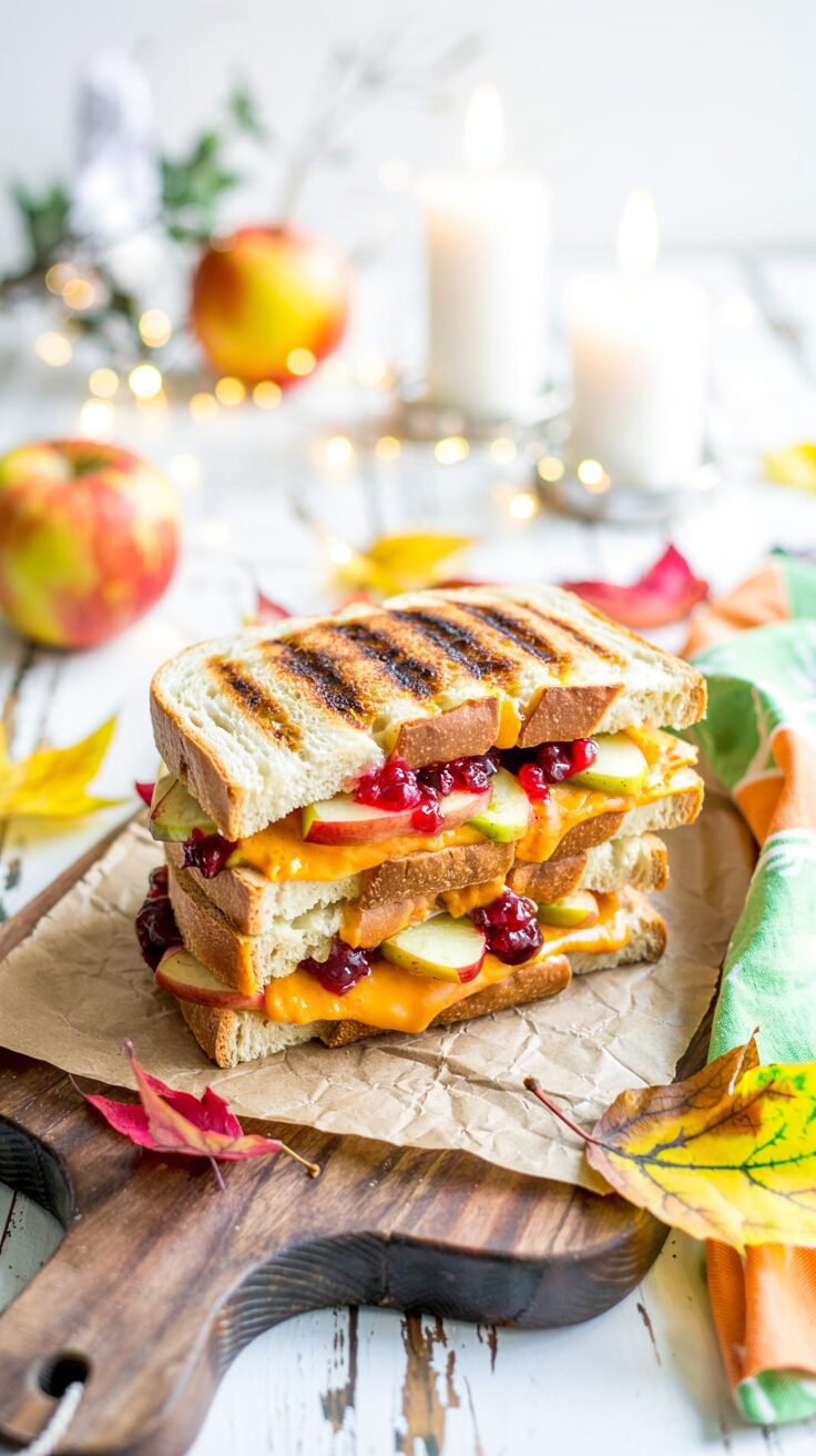 This Fall inspired apple and cranberry grilled cheese sandwich combines the sweet and tart flavors of apple and cranberry for a unique twist on a classic favorite.