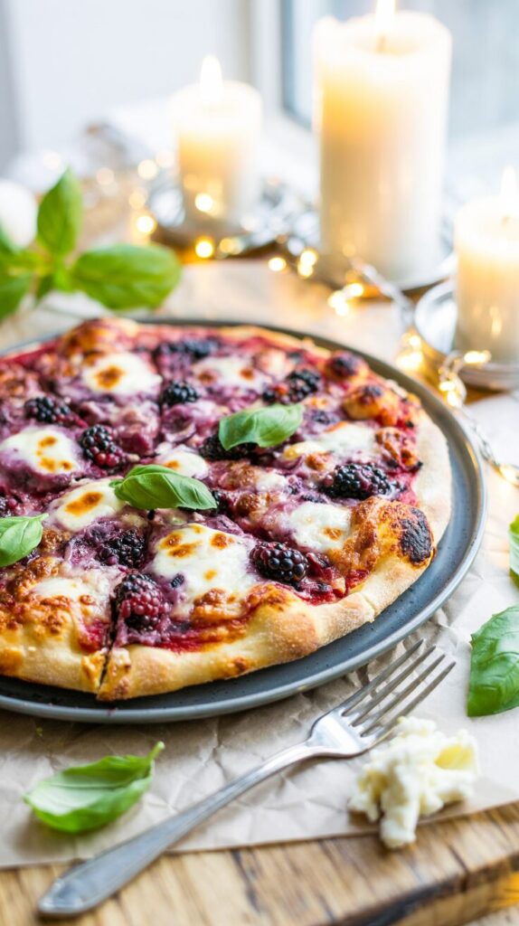 This blackberry ricotta pizza combines the sweetness of blackberries with the creaminess of ricotta cheese, creating a fine balance of flavors