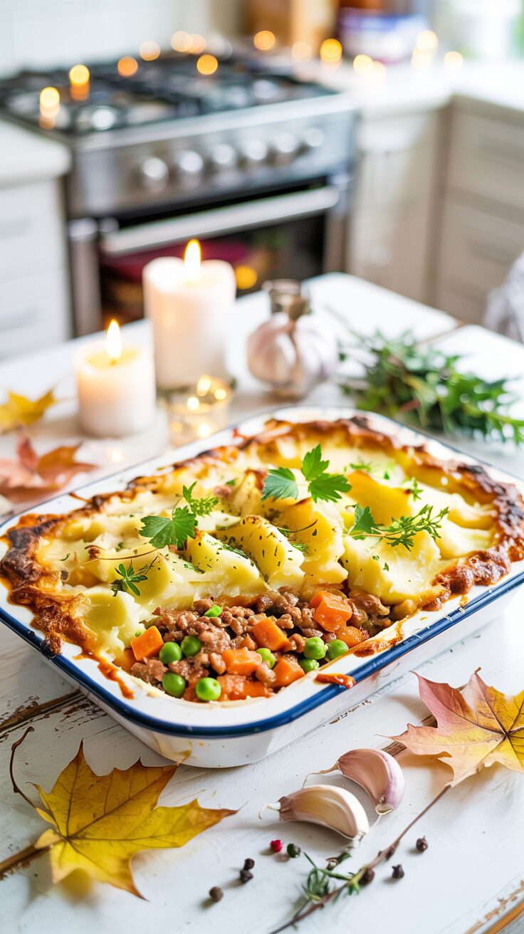 Cottage pie is a traditional, comforting and delicious dish made with a savory meat filling topped with creamy mashed potatoes.