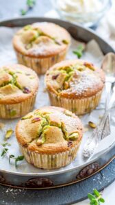 These pistachio muffins are a delicious and easy to make treat that combines the rich flavor of pistachios with a moist, fluffy texture.