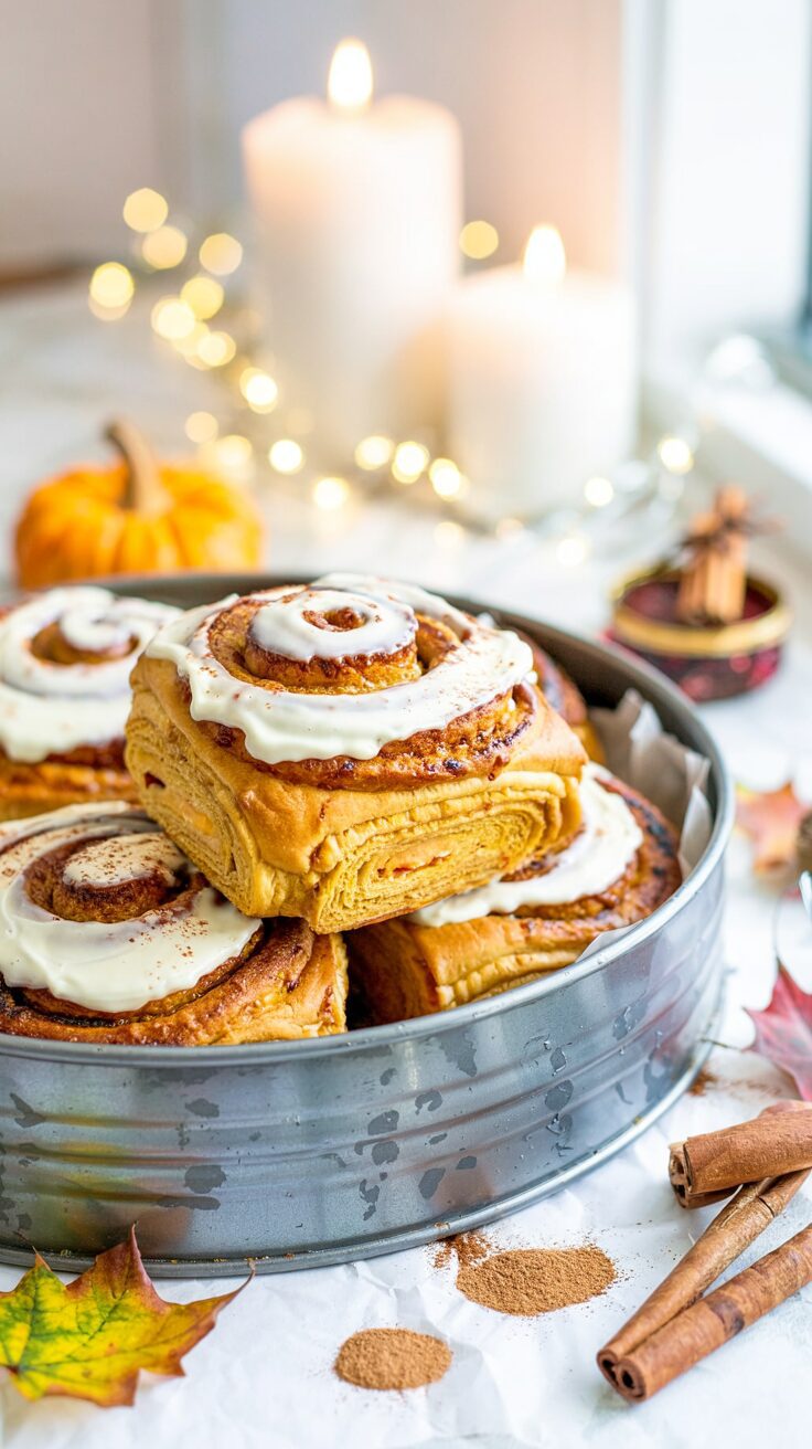 These Pumpkin Cinnamon Rolls are a delightful twist on a classic favorite, combining the warm flavors of pumpkin and cinnamon.