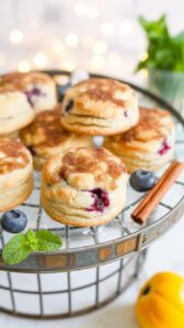 These Blueberry Cinnamon Crunch Biscuits are a delightful treat, combining the delicious flavors of fresh blueberries and warm cinnamon.