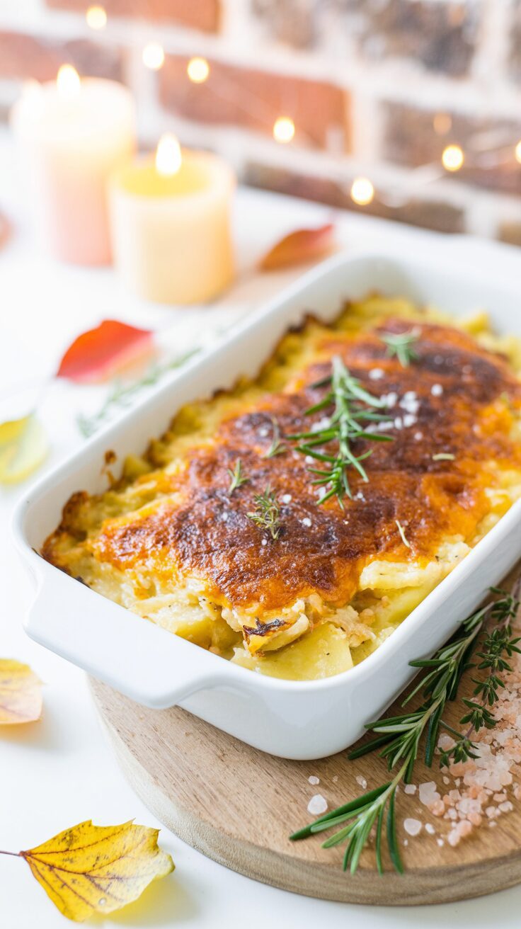 This cheesy scalloped potatoes recipe is a creamy and indulgent dish that is the perfect dinner approach for gatherings or family dinners.