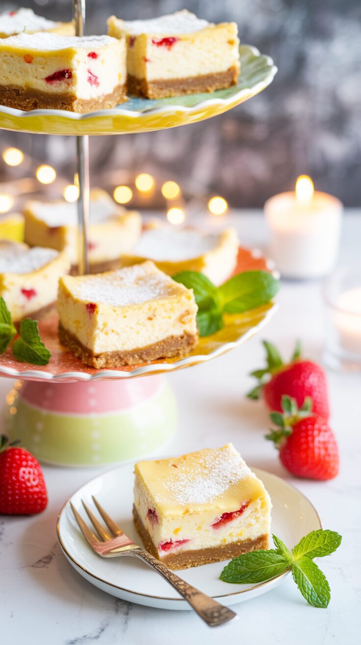 These Christmas cheesecake bars are a festive, delicious and delightful treat perfect for Christmas family holiday gatherings.