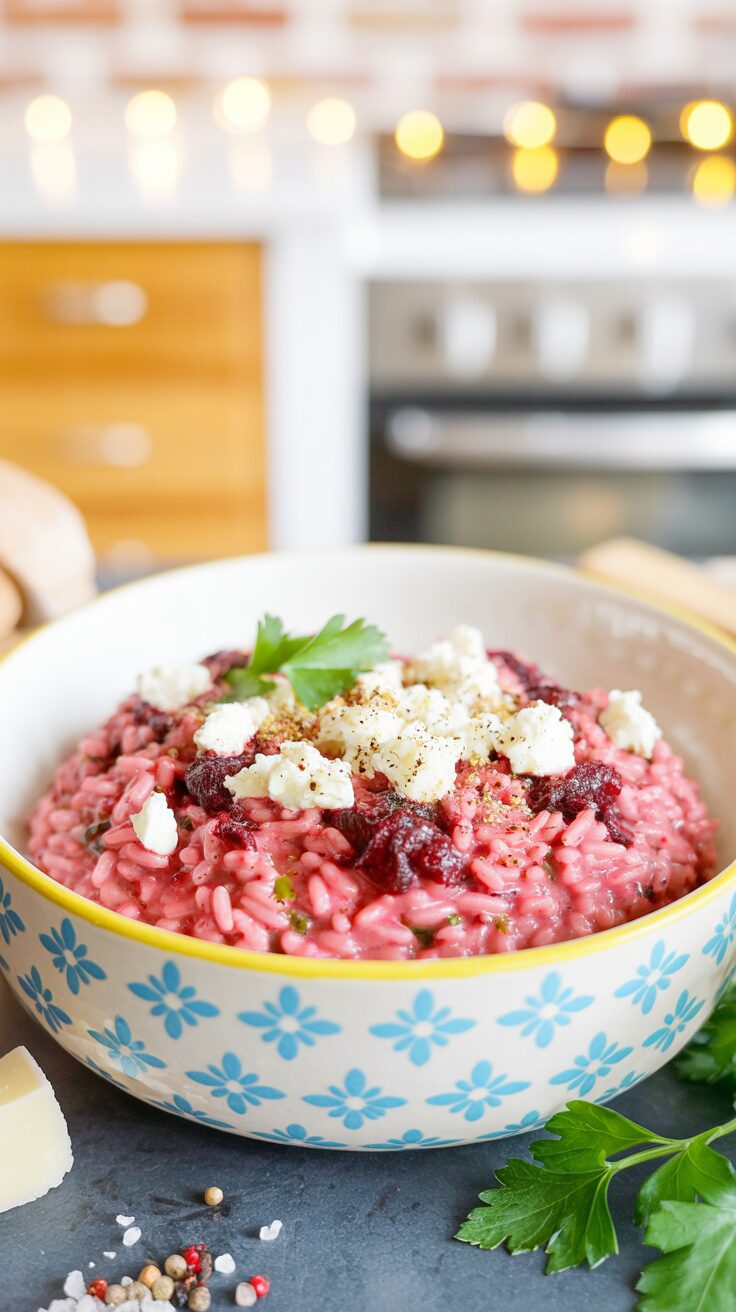 Creamy Beet Risotto with Goat Cheese is a vibrant and creamy dish that combines the earthiness of beetroot with the richness of arborio rice.