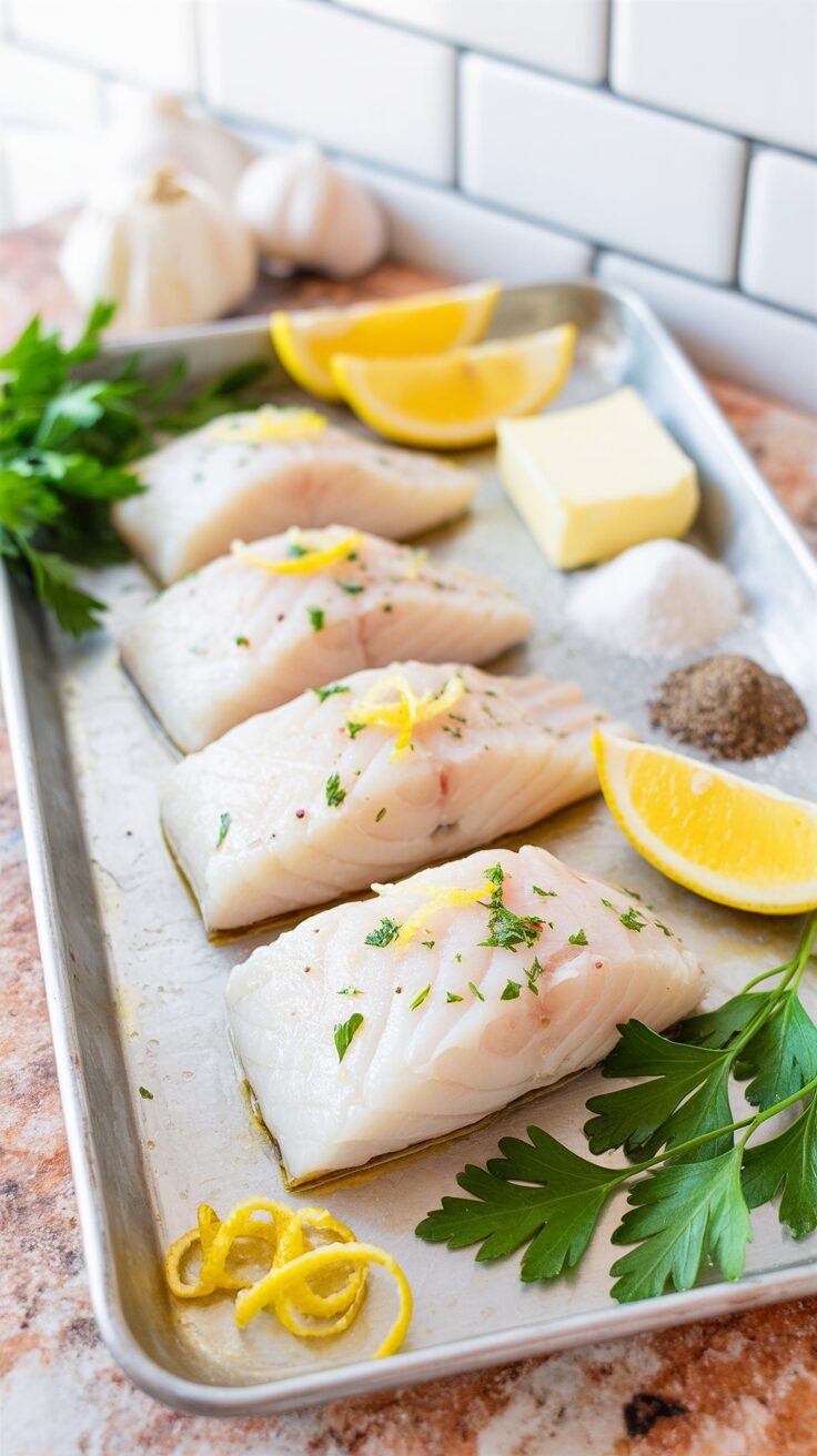 This baked cod lemon butter recipe is a fresh and simple yet flavorful dish that highlights the delicate and delicious taste of cod.