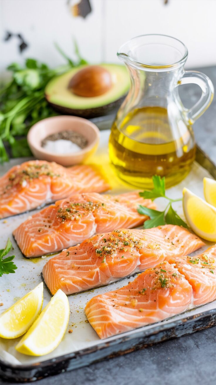 This baked cajun salmon with avocado is a flavorful dish that combines the spicy kick of cajun seasoning with the creamy texture of avocado.