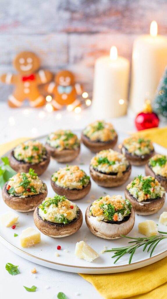 These savory stuffed mushrooms are a delicious starter for your festive dinner and make a delightful appetizer for your holiday gatherings.