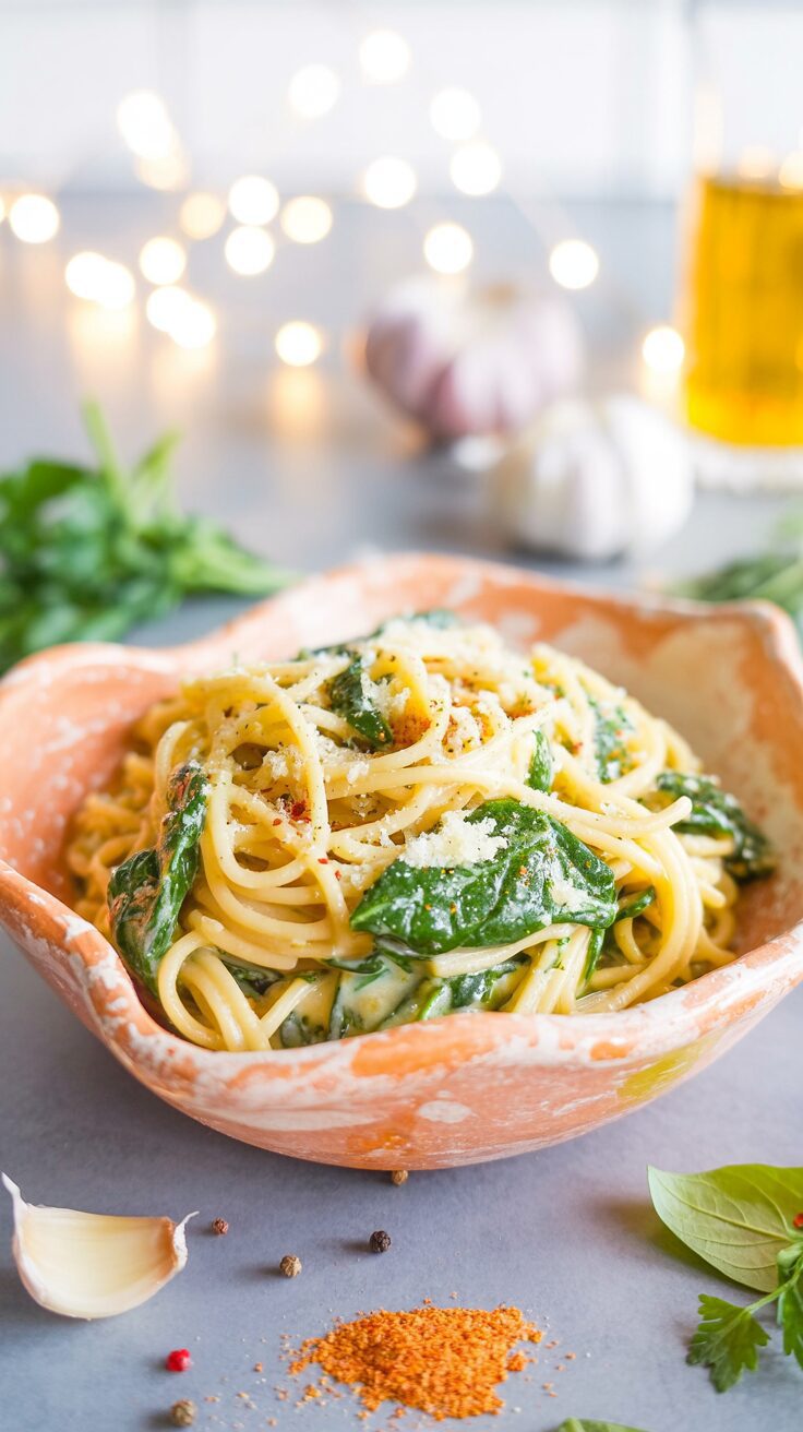 This creamy spinach pasta recipe is a delightful dish that combines the rich and delicious flavors of spinach with your choice of pasta.