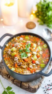 This Turkey Lentil Soup is a delicious, nutritious and filling dish that combines ground turkey and lentils for a wholesome meal.
