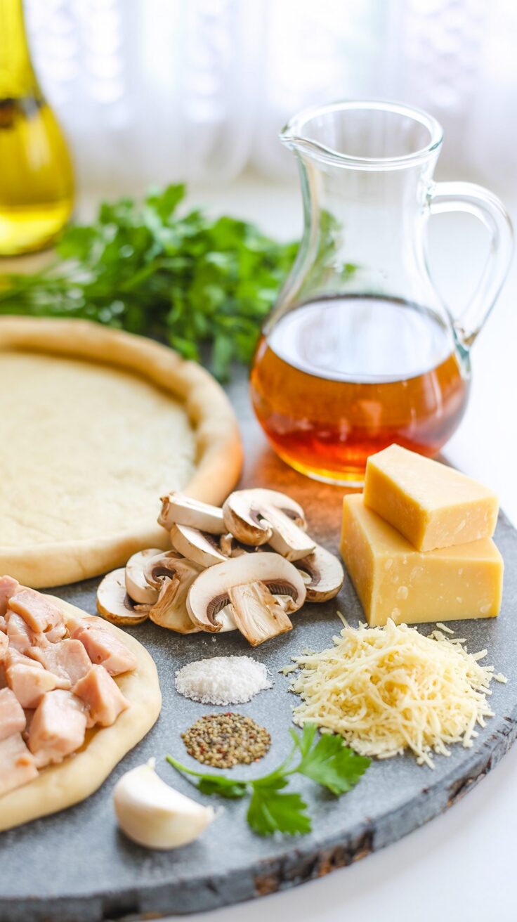 This Chicken Marsala Pizza combines the delicious rich flavors of classic chicken marsala with the convenience of pizza.