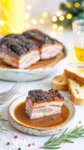 This pork belly air fryer recipe delivers a perfectly festive alternative for Christmas with crispy skin and tender meat with minimal effort.