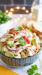 This avocado chicken bacon salad is a delicious and nutritious meal option that combines tender chicken, crispy bacon, and creamy avocado.