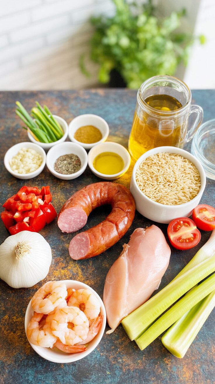 Try this Shrimp Chicken Sausage Jambalaya recipe for a flavorful, delicious and colorful one-pot meal perfect for any gathering.