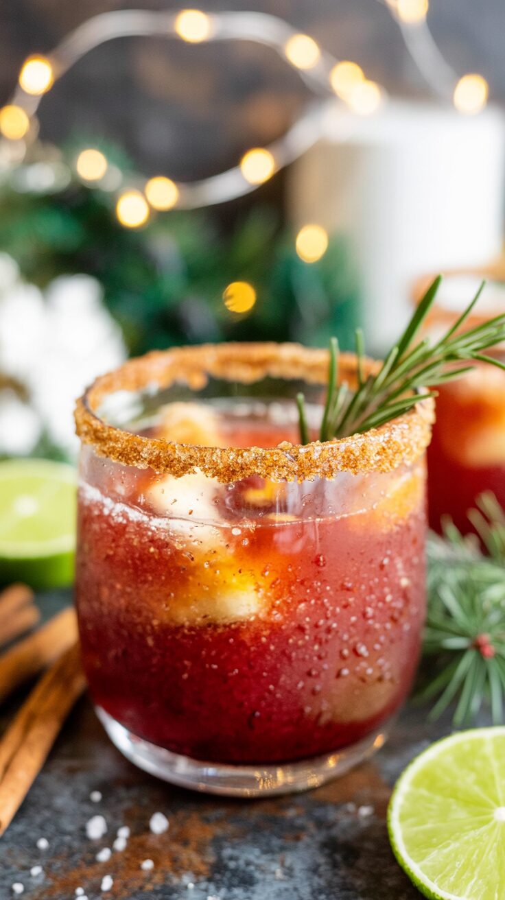 This Spiced Christmas Margarita combines the best of a traditional tequila cocktail with the warmth and cheer of the holiday season.