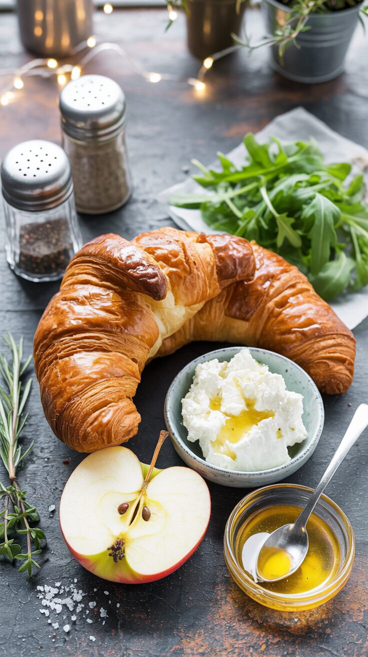 This apple goat cheese croissant sandwich is a delightful combination of sweet and savory flavors, perfect for lunch or a light dinner.