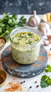 This cilantro garlic cream sauce is a versatile condiment that adds a burst of flavor to various dishes, such as dinner, lunch or as a snack.