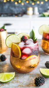 The frosted blackberry mule is a cocktail that combines the tartness of blackberries with the zing of ginger beer and the warmth of bourbon.