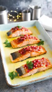 This pomegranate glazed salmon recipe features a delicious combination of sweet and tangy flavors, making it a perfect dish for any occasion.