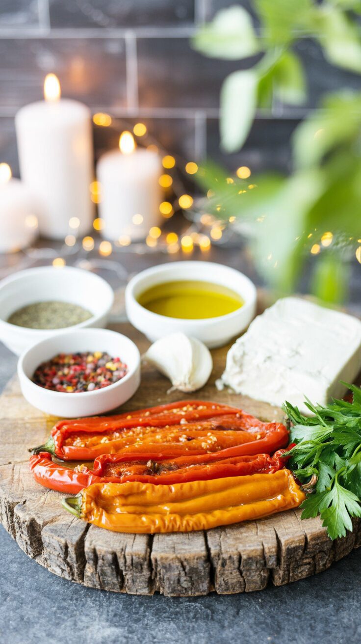 This roasted red pepper feta dip is a flavorful spread that combines the sweetness of roasted red peppers with the tanginess of feta cheese.