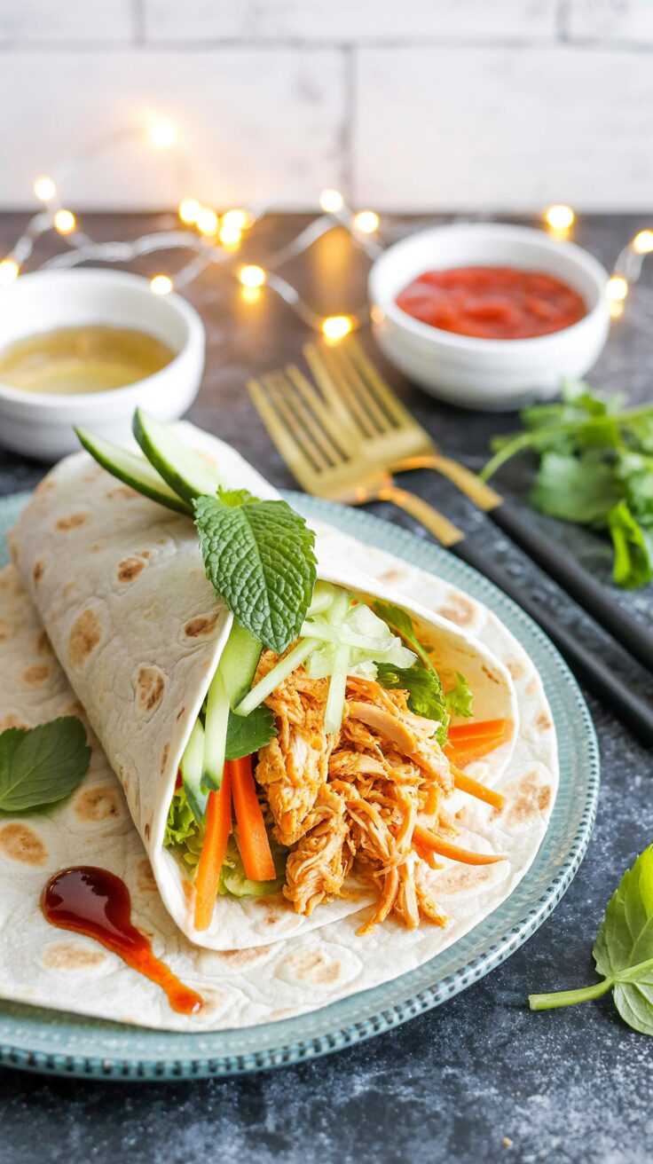 These sweet chili chicken wraps are a delightful fusion of flavors, combining tender chicken with a zesty sweet chili sauce.