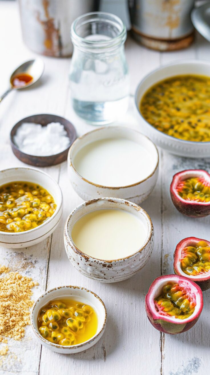 This passion fruit panna cotta is a delightful dessert that combines creamy texture with the tropical flavor of passion fruit.