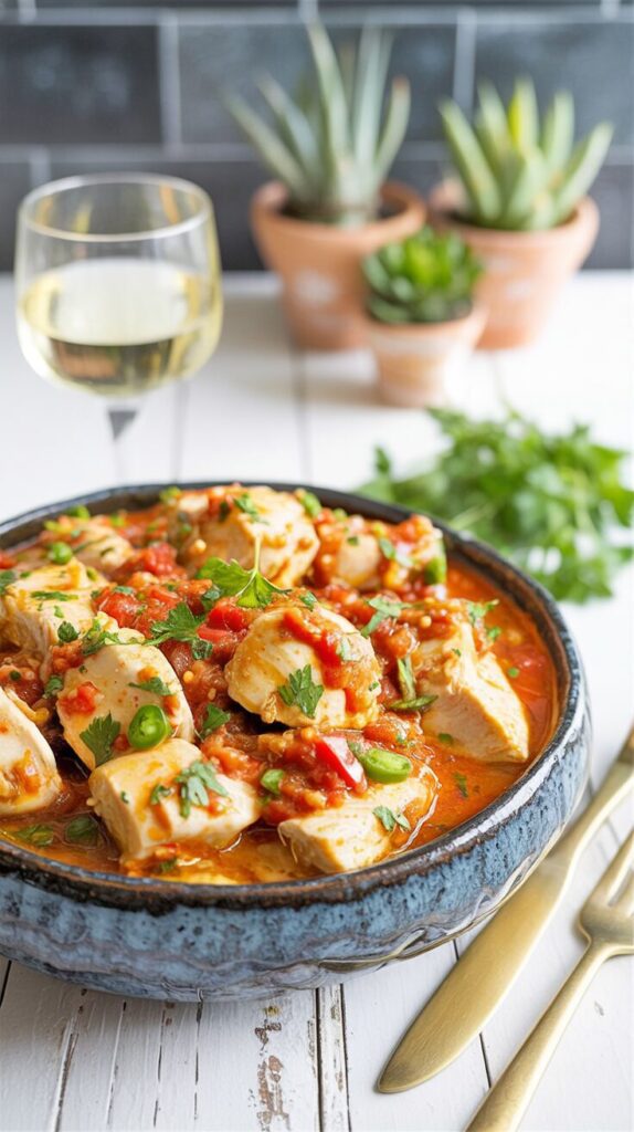 This spicy Brazilian coconut chicken is a flavorful dish that combines tender chicken with aromatic spices and creamy coconut milk.