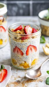 Strawberries and Cream Overnight oats are a convenient and nutritious breakfast option that can be prepared in advance.