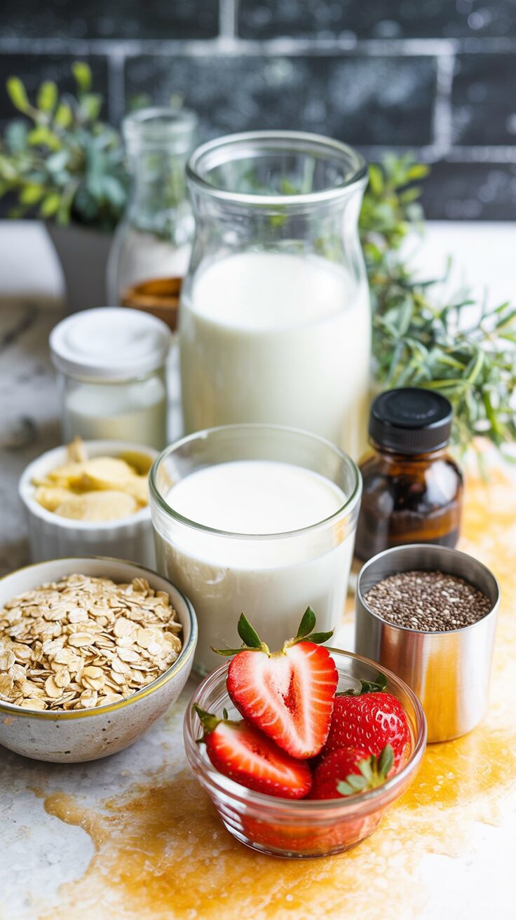 Strawberries and Cream Overnight oats are a convenient and nutritious breakfast option that can be prepared in advance.