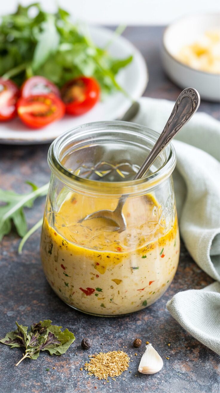 This creamy lemon dressing for arugula salad is a perfect complement to fresh salads in every season, enhancing its fresh, peppery flavor.