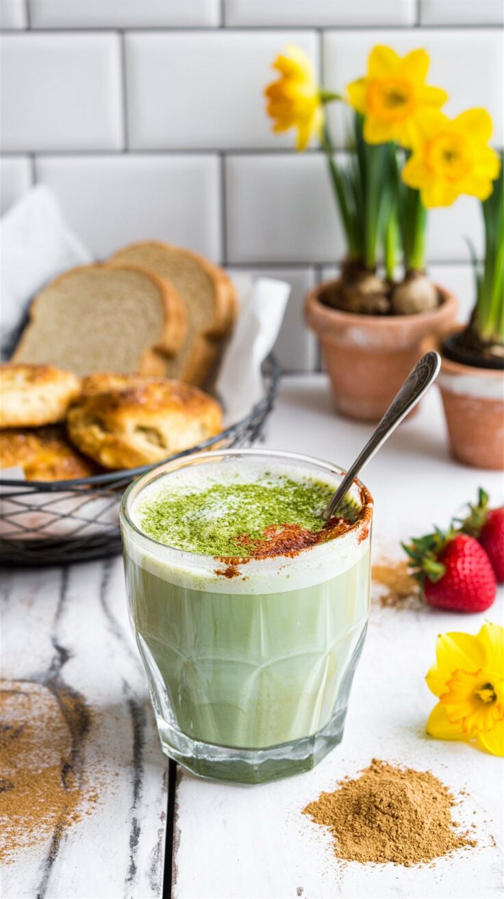 This Matcha Green Tea Almond Milk Latte is a creamy beverage that combines the flavors of matcha with the nutty richness of almond milk.