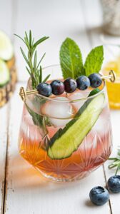 This blueberry gin tonic drink is a creative twist on the classic gin tonic, combining the taste of gin with the tangy flavor of blueberries.