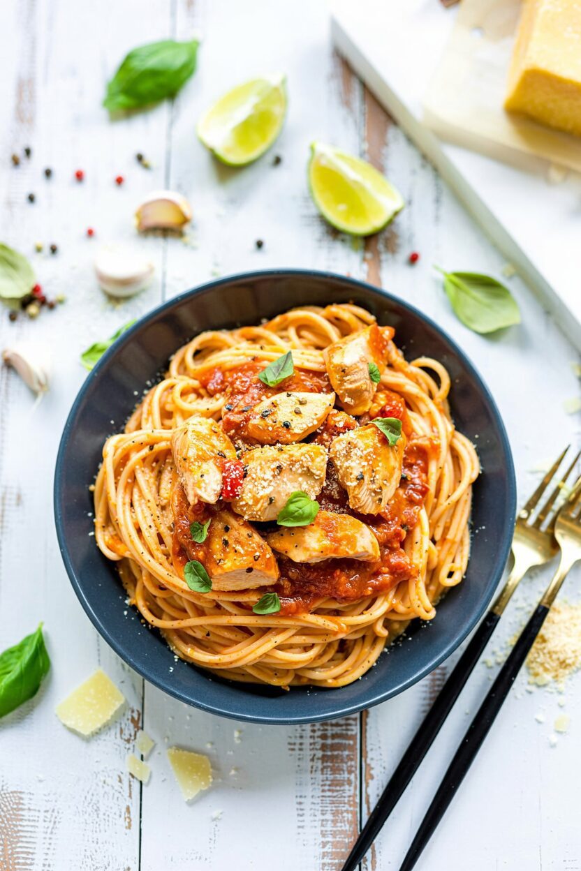 Chicken Fra Diavolo Pasta combines tender chicken with a spicy tomato sauce, perfect for those who enjoy a bit of heat in their meals.