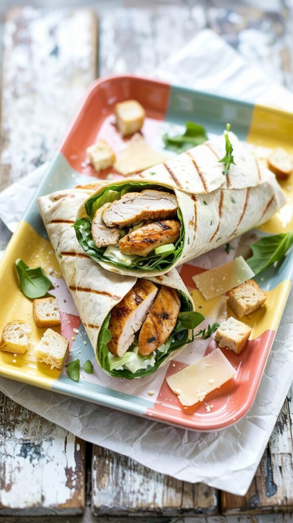 This grilled chicken caesar wrap is a delicious and convenient meal option, healthy, quick and perfect for lunch or a light dinner.