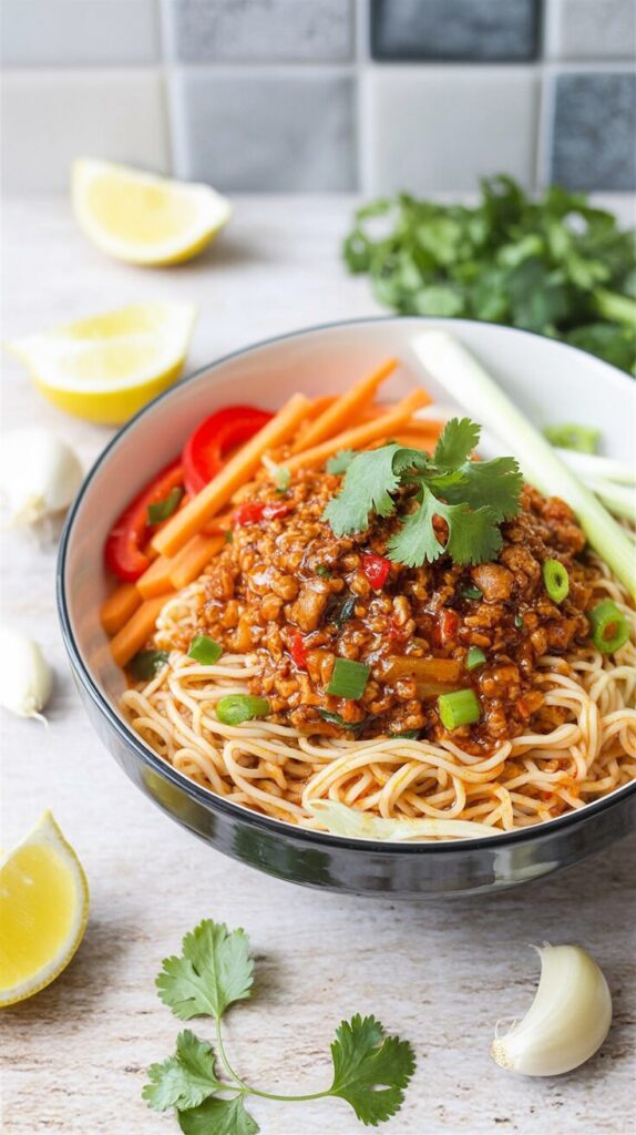 This spicy Malaysian minced pork noodles recipe features tender pork mince combined with flavorful noodles, making it a satisfying meal.