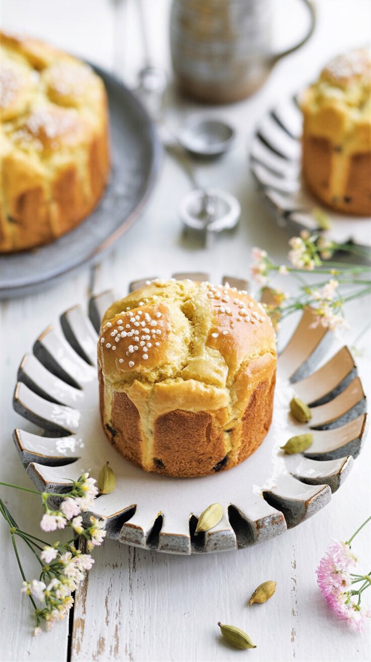 Swedish bun cakes, also known as Swedish egg cakes, are very Swedish and combine the flavors of cardamom with a soft, sweet bread texture.