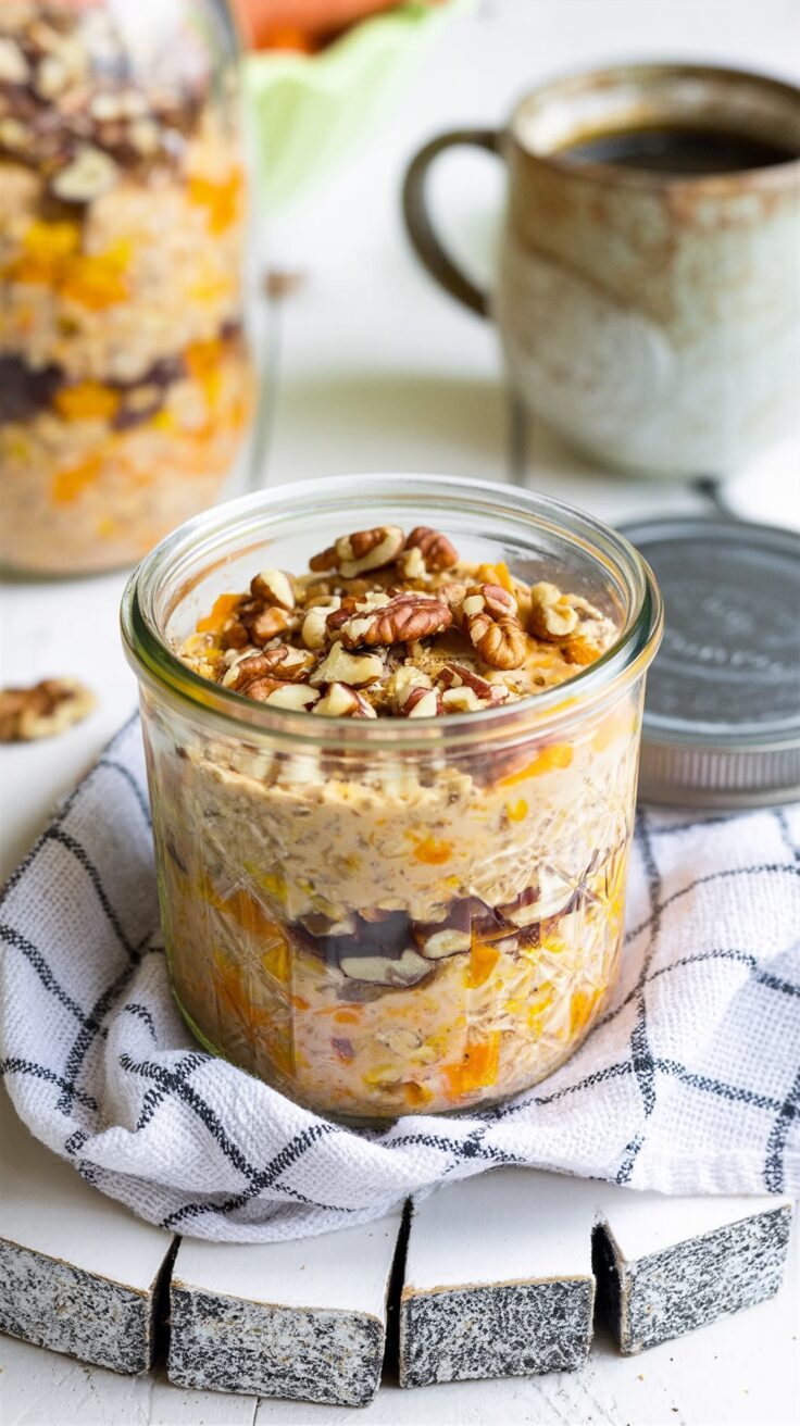 Carrot Cake Overnight Oats are a nutritious breakfast that combines the flavors of classic carrot cake with the convenience of overnight oats.