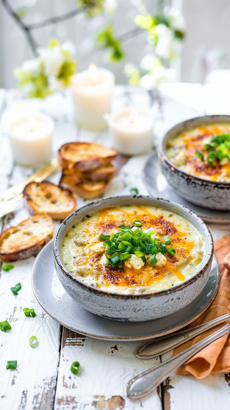 This creamy cauliflower cheddar soup is a healthy and comforting dish, perfect for any season, but escpecially delicious in the cozy season.