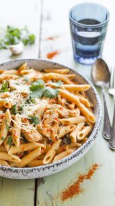 This creamy spicy chicken chipotle pasta is a flavorful dish that combines tender chicken with a rich and spicy chipotle sauce.
