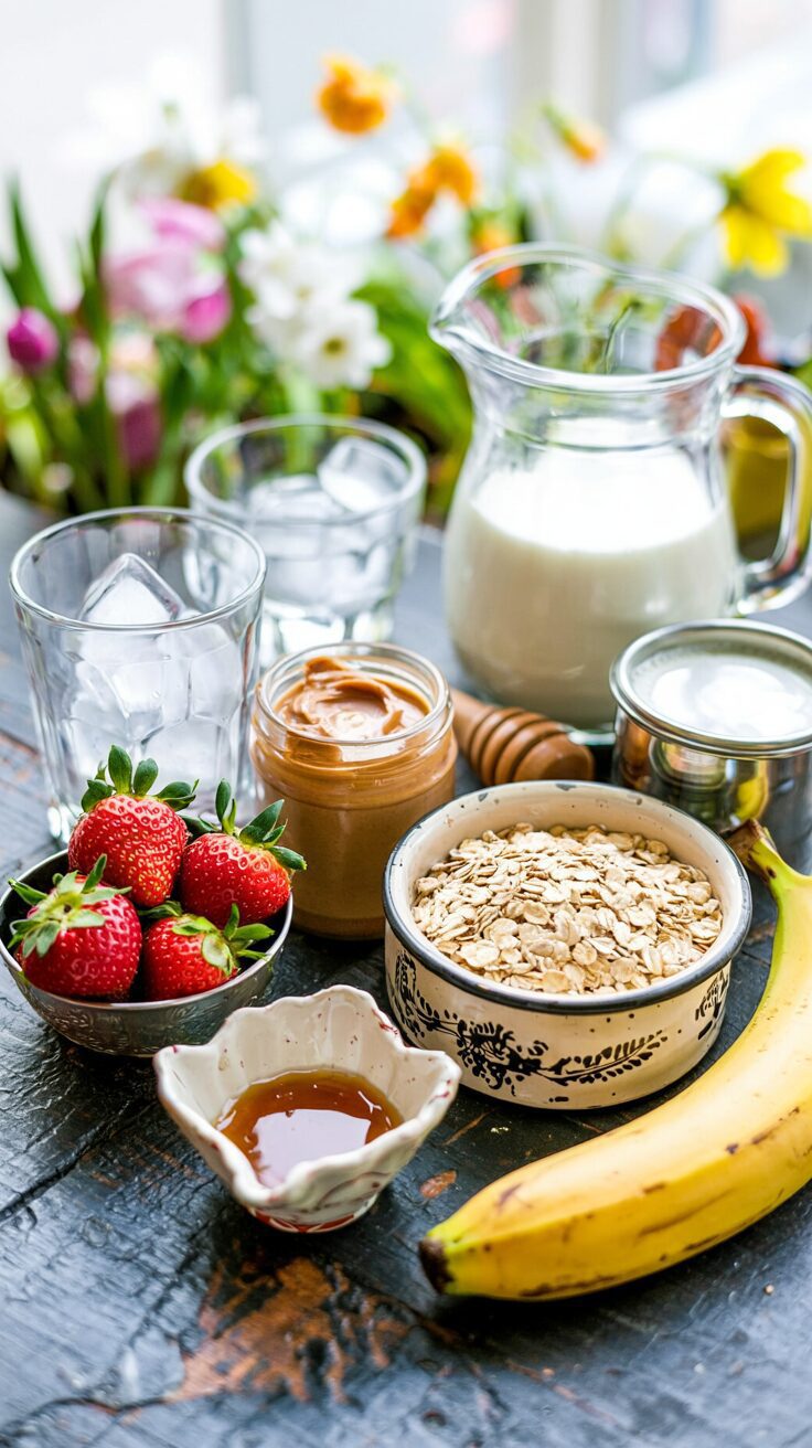 The strawberry banana peanut butter smoothie is a nutritious drink that combines the sweetness of strawberries and banana with peanut butter.