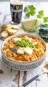 This Irish Colcannon Recipe is a delicious traditional Irish comfort food made with mashed potatoes and cabbage or kale.